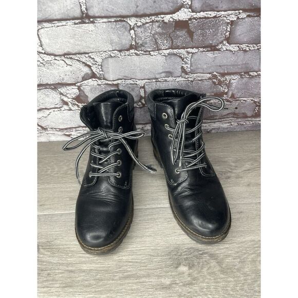 TAOS Footwear Shoes - TAOS Footwear Black Leather Lace Up Ankle Combat Boots Women Sz 7.5M US/38EU